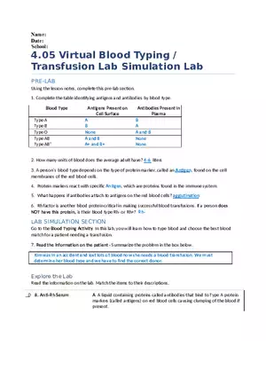 Virtual Blood Typing Transfusion Lab