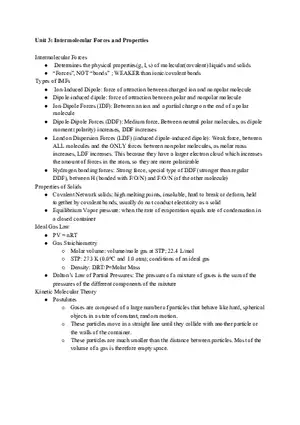 Unit 3 Intermolecular Forces and Properties
