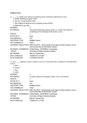 Chapter 6 Object Modeling MCQ