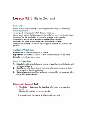 Shifts in Demand Worksheet