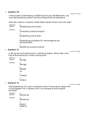 Servsafe Practice Exam Part 7