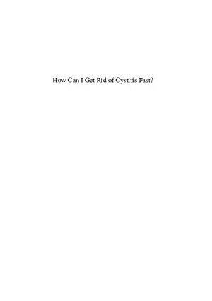 How Can I Get Rid of Cystitis Fast