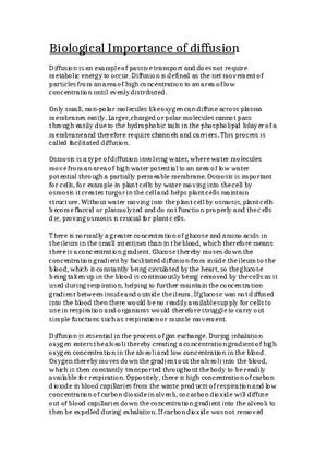 Biological Importance of Diffusion