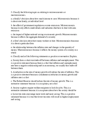 Classify the Following Topics As Relating to Microeconomics or Macroeconomics