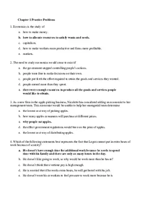 Microeconomic Chapter 1 Practice Problems