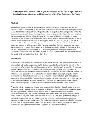 The Effect of Various Solutions with Varying Molarities