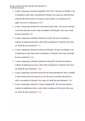 Powdered Medications Dosage Calculation