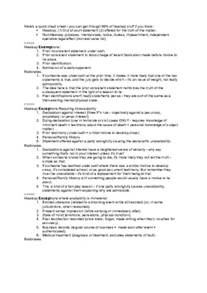 Hearsay Exceptions Cheat Sheet
