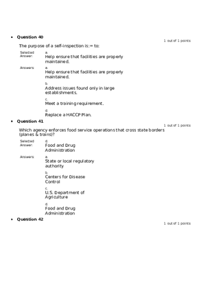 Servsafe Practice Exam Part 10