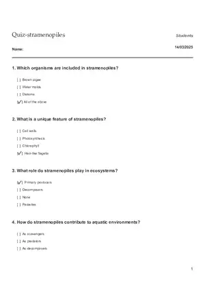 Quiz - Stramenopiles