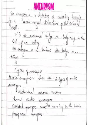 Aneurysm Lecture Note