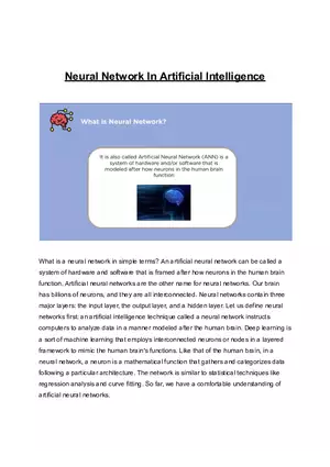 Neural Network In Artificial Intelligence