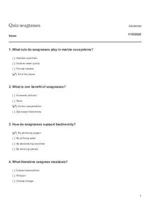 Quiz - Seagrasses