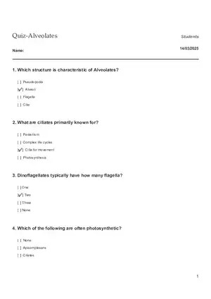 Quiz - Alveolates