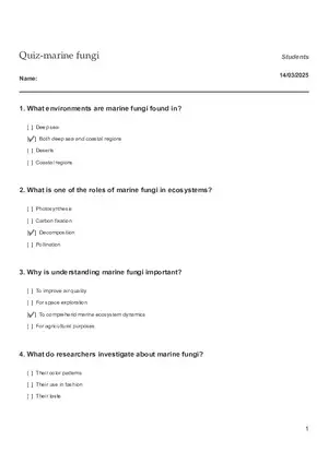 Quiz - Marine Fungi