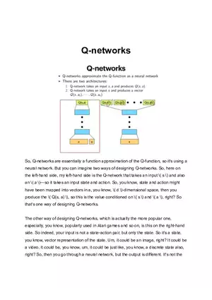 Q-networks Short Notes