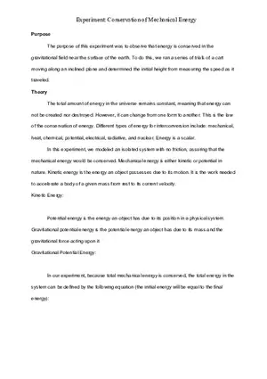 Conservation of Mechanical Energy