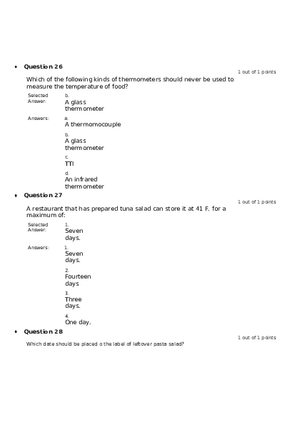 Servsafe Practice Exam Part 2