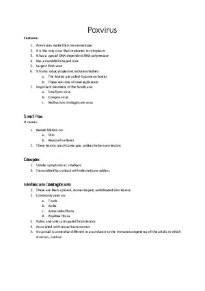 Poxvirus Study Guide