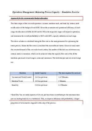 Operations Management Balancing Process Capacity – Simulation Exercise