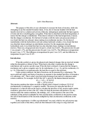 Lab 4 Heat Reactions