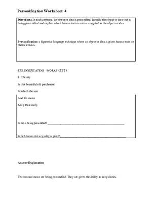 Personification Worksheet 4