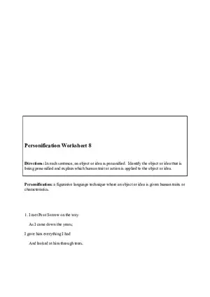 Personification Worksheet 8