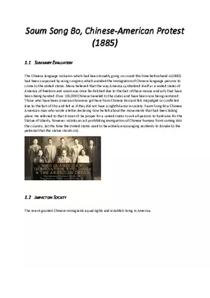 Saum Song Bo, Chinese-American Protest (1885)