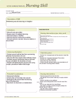 Wound Care Answer Key