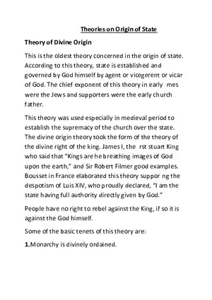 Theories on Origin of State