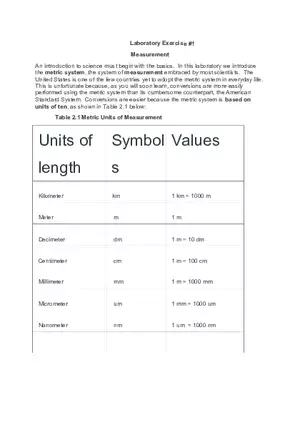 Laboratory Exercise #1 Measurement