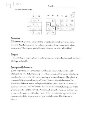 Alien Periodic Table Answer Key