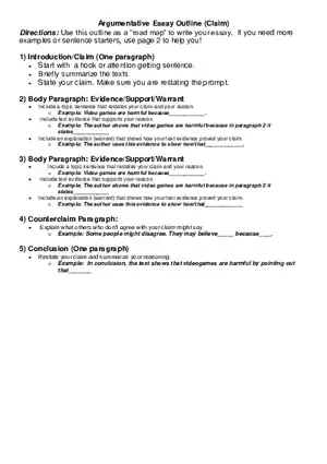 Argumentative Essay Outline