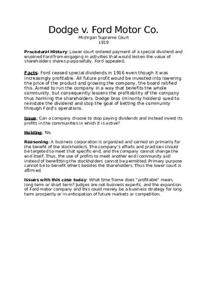 Dodge v. Ford Motor Co.