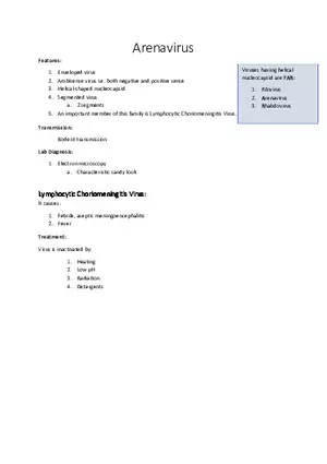 Arenavirus Medicine Notes