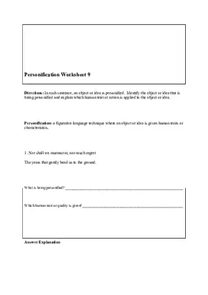 Personification Worksheet 9