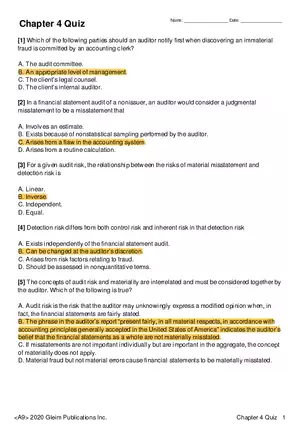Chapter 4 Quiz Audit