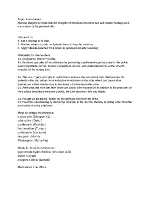 Urinary Incontinence Nursing Diagnosis