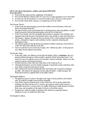 Ch 17 Freedom’s Boundaries, at Home and Abroad 1890-1900