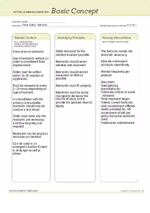 Client Safety- Retraints