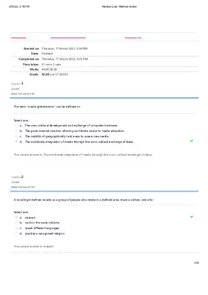 Sociology Final Exam (Days 1 - 4) Part 1