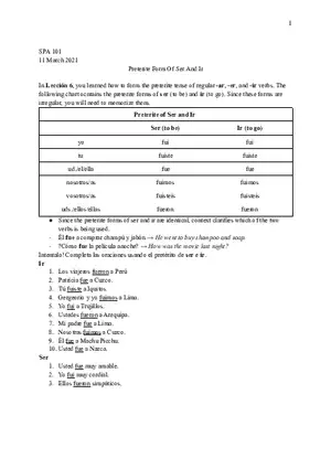 Preterite Form of Ser And Ir