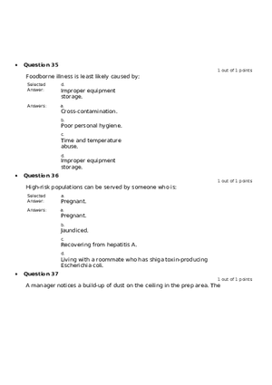 Servsafe Practice Exam Part 13