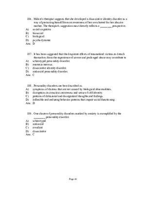 Psychological Disorders Answer Part 6