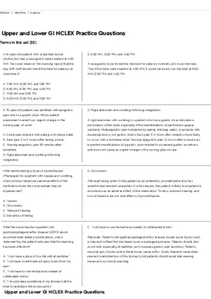 Upper and Lower GI Nclex Practice Questions