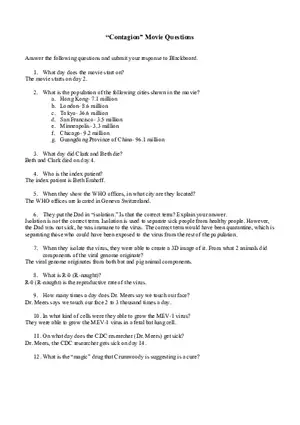Contagion Movie Questions