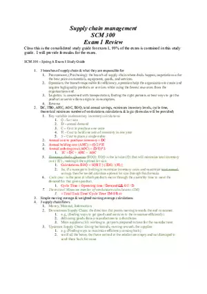 Supply Chain Management Exam 1 Review