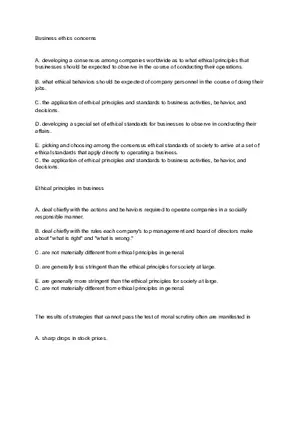 Business Ethics Concerns