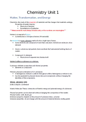 Chemistry Unit 1