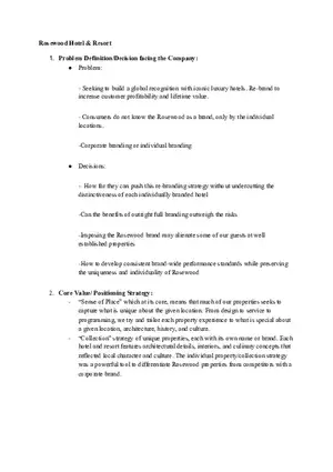 Case Study Rosewood Hotel and Resort